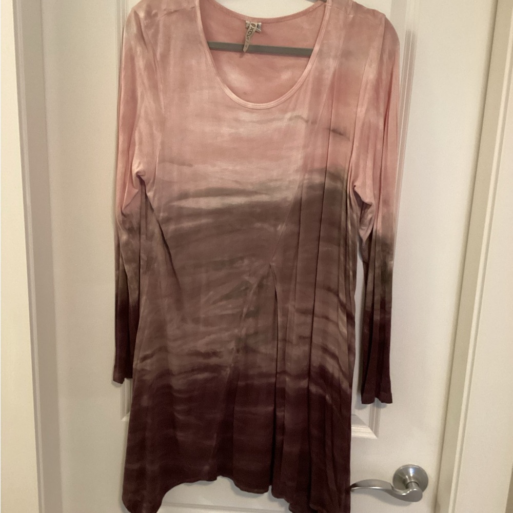 XCVI Pink and Brown Ombre Tunic